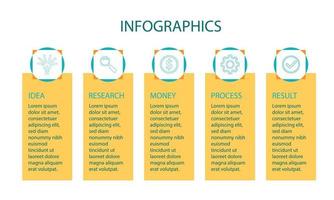 diseño infográfico vectorial con iconos. diagrama de proceso, diagrama de flujo, gráfico de información, infografías para concepto de negocio, banner de presentaciones, diseño de flujo de trabajo. vector