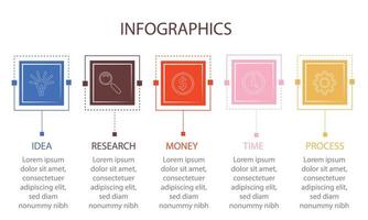 diseño infográfico vectorial con iconos. diagrama de proceso, diagrama de flujo, gráfico de información, infografías para concepto de negocio, banner de presentaciones, diseño de flujo de trabajo. vector