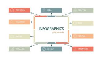 diseño infográfico vectorial con iconos. diagrama de proceso, diagrama de flujo, gráfico de información, infografías para concepto de negocio, banner de presentaciones, diseño de flujo de trabajo. vector