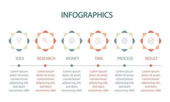 diseño infográfico vectorial con iconos. diagrama de proceso, diagrama de flujo, gráfico de información, infografías para concepto de negocio, banner de presentaciones, diseño de flujo de trabajo. vector