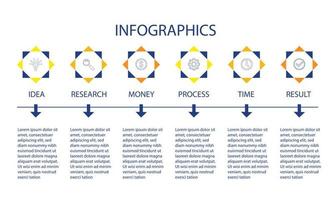 diseño infográfico vectorial con iconos. diagrama de proceso, diagrama de flujo, gráfico de información, infografías para concepto de negocio, banner de presentaciones, diseño de flujo de trabajo. vector