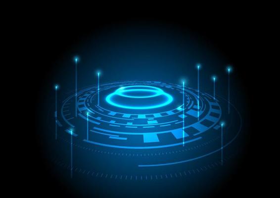 Abstract futuristic technology circle on blue background