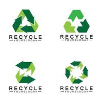 flecha verde reciclar logo vector icono plantilla