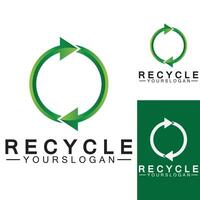 Green arrow recycle logo vector icon template