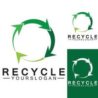 Green arrow recycle logo vector icon template