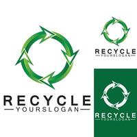 Green arrow recycle logo vector icon template