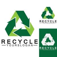 flecha verde reciclar logo vector icono plantilla