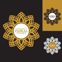 Gold Luxury Round Ornament, Floral Design Logo, Golden Decorative Template, Heraldic Emblem, Business Graphics, Fashion Sign vector