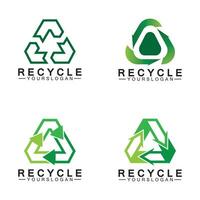 green arrow recycle logo vector icon template