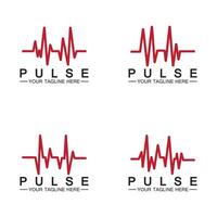 Red pulse line logo vector icon design