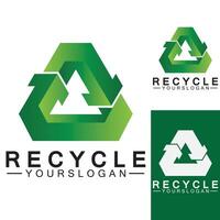 Green arrow recycle logo vector icon template