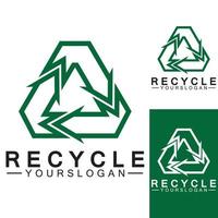 Green arrow recycle logo vector icon template