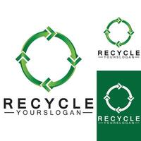 Green arrow recycle logo vector icon template