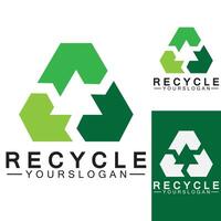 Green arrow recycle logo vector icon template