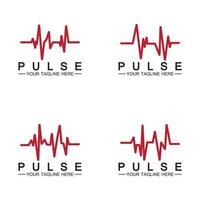 Red pulse line logo vector icon design