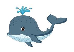 Vector illustration of cartoon whale isolated on white background