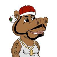 Vector illustration of the rapper hippopotamus isolated on white background