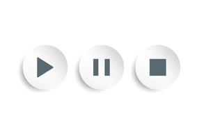 Modern play, stop and pause button icon vector illustration. Web and mobile buttons