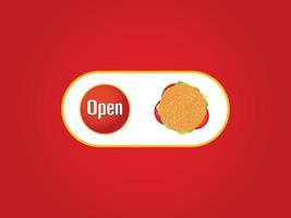 Burger shop opens after closed, Concept vector illustration. Service of restaurant, shop, and cafe re-opening after shutdown. Notice the poster design on a red background.