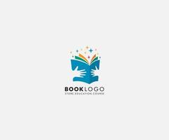 hand keep Open Book. Logo Education Flat Vector logo Design