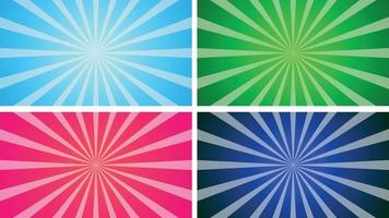 Simple mix color sunburst pack with gradient vector background illustration.