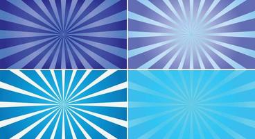 Simple blue color sunburst pack with gradient vector background illustration.