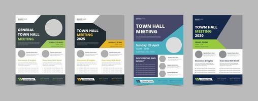 Town hall meeting flyer design template bundle. Town hall meeting conference poster leaflet design. Flyer design 4 in 1 template bundle vector