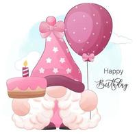 Cute Birthday Gnome Illustration vector