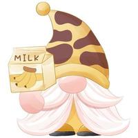 Cute cow and milk gnome illustration vector