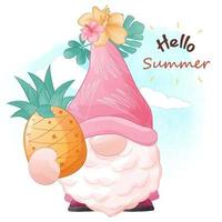 Cute summer gnome illustration vector