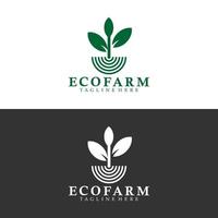 plantilla de logotipo de granja ecológica. con hojas y raíces verdes. vector