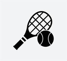 Tennis ball and racket icon vector logo design template