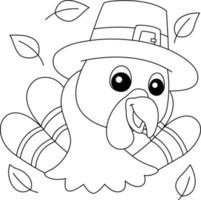 Thanksgiving Turkey Head With Hat Coloring Page vector