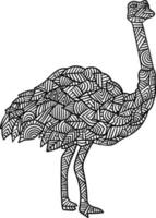 Ostrich Mandala Coloring Pages for Adults vector