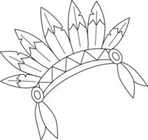 Thanksgiving Indian Headdress Isolated Coloring vector