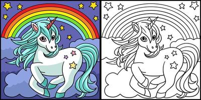 Unicorn Standing Under The Rainbow Illustration vector