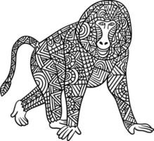 Baboon Mandala Coloring Pages for Adults vector