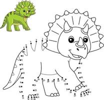 Dot to Dot Triceratops Dinosaur Coloring Isolated vector