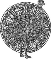 Ostrich Mandala Coloring Pages for Adults vector