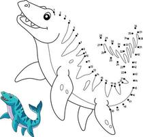 Dot to Dot Mosasaurus Dinosaur Coloring Isolated vector