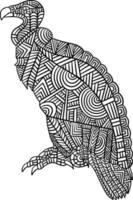 Hooded Vulture Mandala Coloring Pages for Adults vector