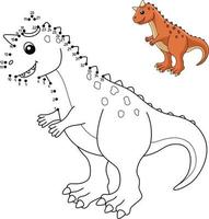 Dot to Dot Carnotaurus Dinosaur Coloring Isolated vector