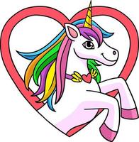 unicornio con corazón dibujos animados color clipart vector