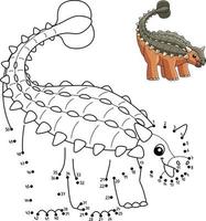 Dot to Dot Ankylosaurus Dinosaur Coloring Isolated vector