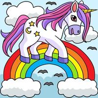 unicornio caminando sobre la ilustración del arco iris vector