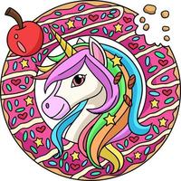 cabeza de unicornio en un donut dibujos animados de color clipart vector