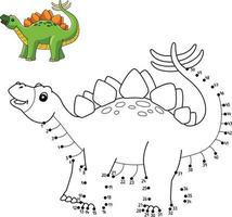 Dot to Dot Stegosaurus Dinosaur Coloring Isolated vector