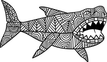 Megalodon Mandala Coloring Pages for Adults vector