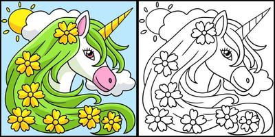 Unicorn Flower Coloring Page for Kids