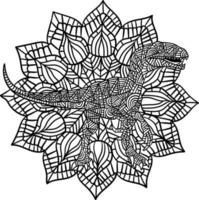 Velociraptor Mandala Coloring Pages for Adults vector